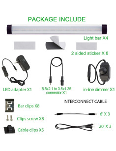 Kit de Iluminación LED Bajo Gabinete AIBOO 4 Paneles 12V 2