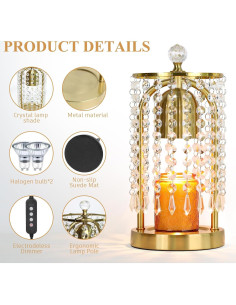 Lámpara Calentadora de Velas Eléctrica KunruiTAI Dorada con Temporizador 2
