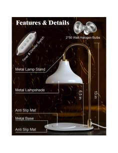 Lámpara Calentadora de Velas ERSHIXUN Blanca con Temporizador 2