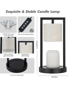 Lámpara Calentadora de Velas GyroVu Negra 35W con Temporizador 2