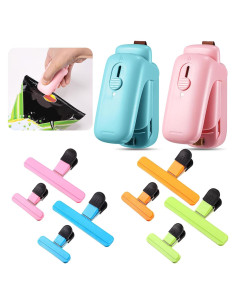 Kit de Selladores de Alimentos Teenyyou - 2 Mini Selladores y 12 Clips