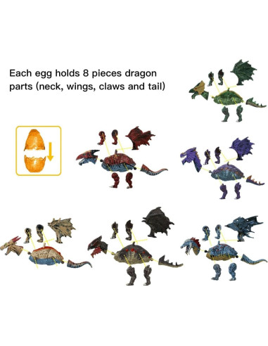 Paquete de 12 Figuras de Acción 3D Dragones Liberty Imports