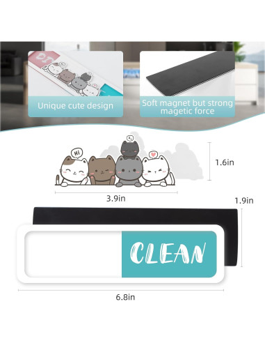 Imán de Lavavajillas Acrílico DetFinns Limpio Sucio 20x10cm