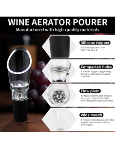 Juego de Agujas de Vino Tyzine - Decantador Premium 2 PZS Negro 2