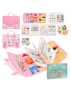 Tablero Ocupado Montessori Rosa - Juguete Educativo 24 Actividades