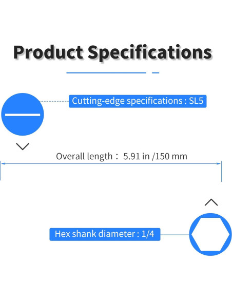 10 Puntas de Destornillador SL5 Magnéticas FOCMKEAS 150mm
