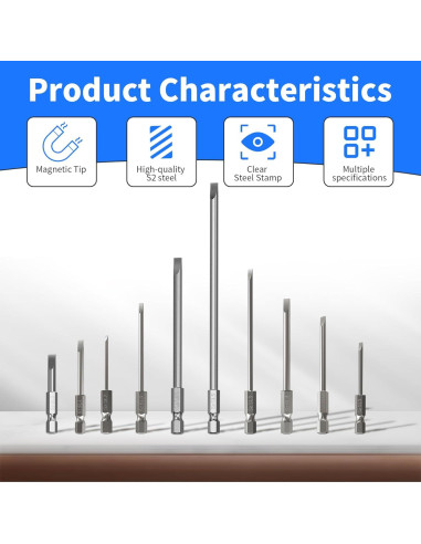 10 Puntas de Destornillador SL5 Magnéticas FOCMKEAS 150mm