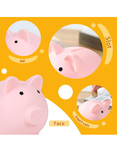 Alcancía Mini H&W Rosa Irrompible para Niños 12.1 cm