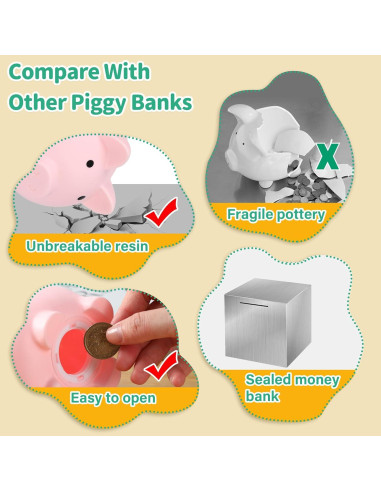 Alcancía Mini H&W Rosa Irrompible para Niños 12.1 cm