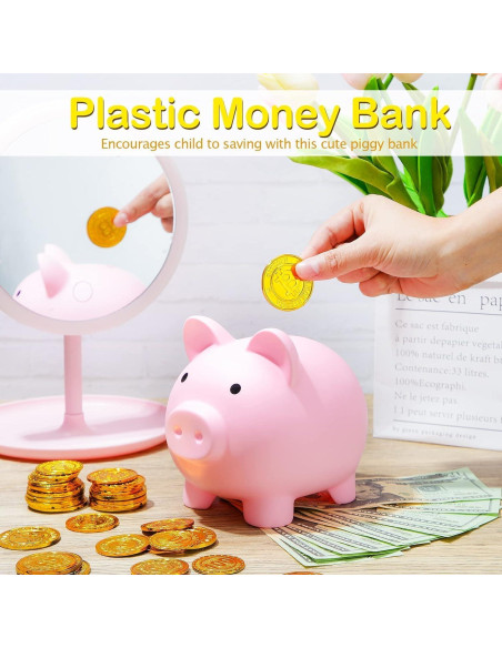 Alcancía Mini H&W Rosa Irrompible para Niños 12.1 cm