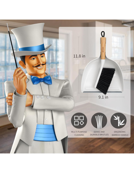 Conjunto de Recogedor y Cepillo MR.SIGA con Mango de Bambú