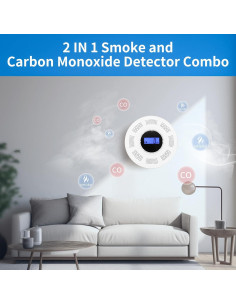 Detector de Humo y Monóxido de Carbono GiiHoo 2 en 1 LCD 2