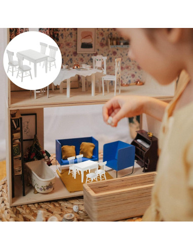 Conjunto Miniatura Mesa y Sillas Beaupretty para Casa de Muñecas
