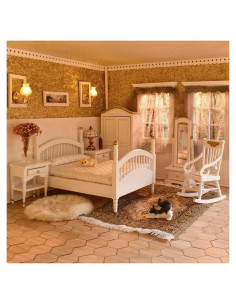 Conjunto de Muebles para Casa de Muñecas iLAND 1:12 Blanco y Dorado