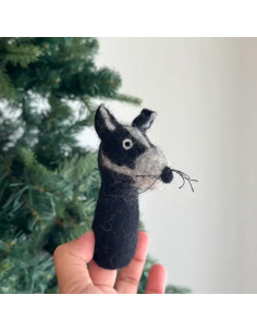 Títere de dedo tejón hecho a mano - Ganapati Crafts - 10 cm 2