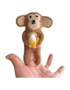 Títere de dedo mono de fieltro Ganapati Crafts 10 cm