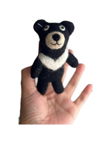 Títere de dedo de oso negro hecho a mano - Ganapati Crafts
