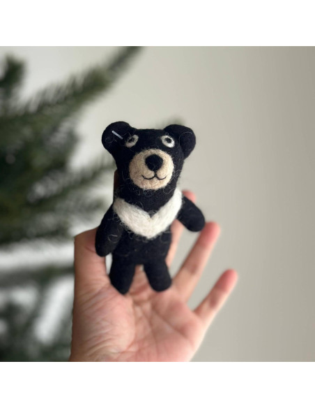 Títere de dedo de oso negro hecho a mano - Ganapati Crafts