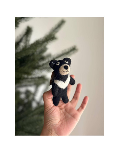 Títere de dedo de oso negro hecho a mano - Ganapati Crafts