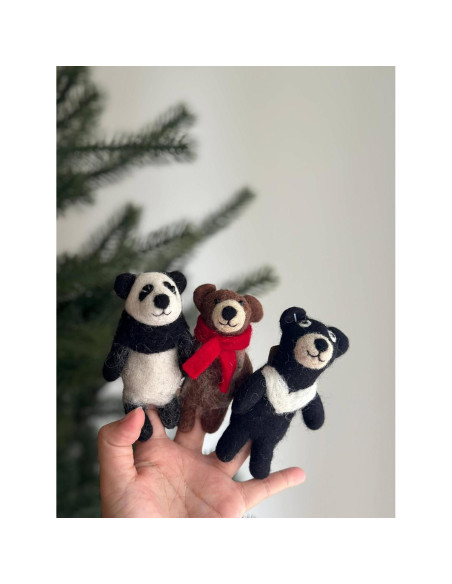 Títere de dedo de oso negro hecho a mano - Ganapati Crafts