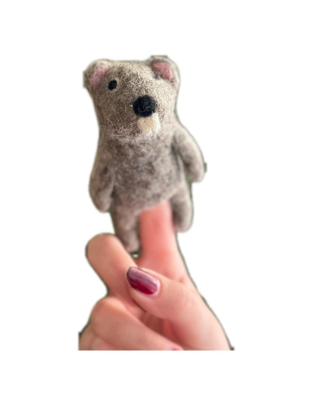 Títere de dedo de castor hecho a mano Ganapati Crafts 10 cm