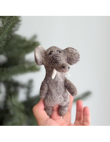 Títere de dedo elefante de fieltro Ganapati Crafts 10 cm