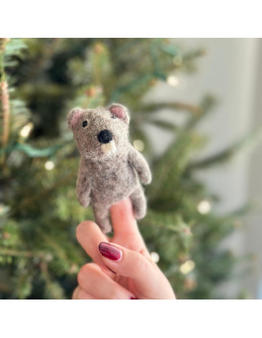 Títere de dedo de castor hecho a mano Ganapati Crafts 10 cm