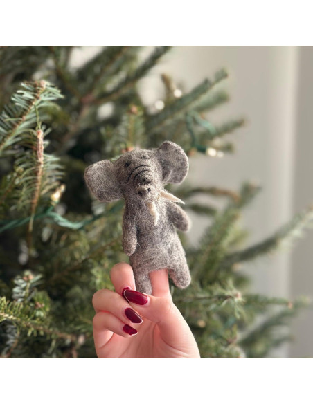 Títere de dedo elefante de fieltro Ganapati Crafts 10 cm