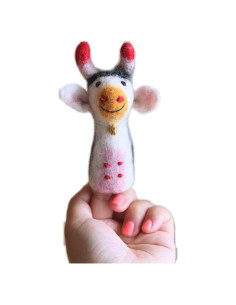 Títere de dedo de vaca lechera hecho a mano - Ganapati Crafts
