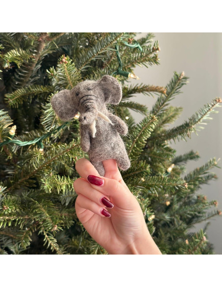 Títere de dedo elefante de fieltro Ganapati Crafts 10 cm