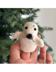 Títere de Dedo Foca Hecho a Mano Ganapati Crafts 10 cm 2