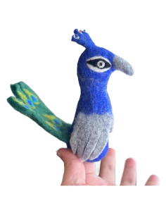 Títere de dedo de pavo real hecho a mano Ganapati Crafts