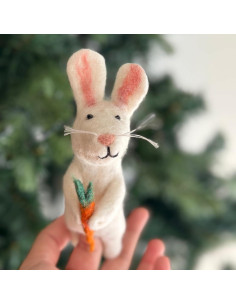 Títere de dedo conejo de fieltro Ganapati Crafts 10 cm 2