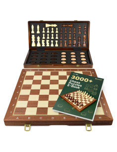 Juego de Ajedrez y Damas Magnético 2 en 1 Queensell 38.1 cm