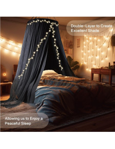 Dosel de Cama Redondo ZXPLO 101.6 cm Negro Doble Capa 2