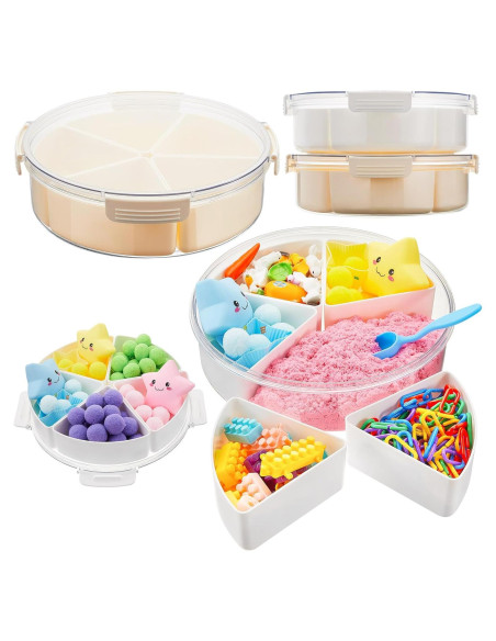 2 Cajas Sensoriales Vertintong con Tapa 28.5 cm Beige y Blanco