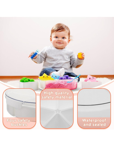 2 Cajas Sensoriales Vertintong con Tapa 28.5 cm Beige y Blanco