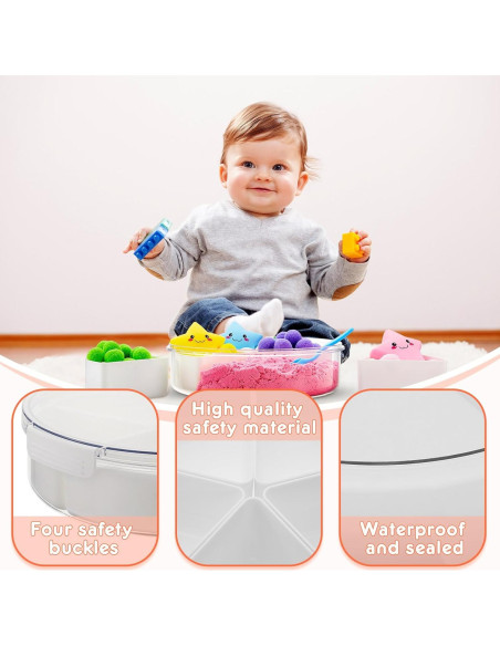 2 Cajas Sensoriales Vertintong con Tapa 28.5 cm Beige y Blanco