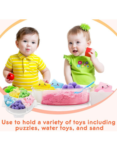 2 Cajas Sensoriales Vertintong con Tapa 28.5 cm Beige y Blanco