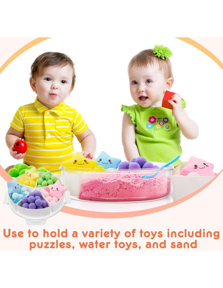 2 Cajas Sensoriales Vertintong con Tapa 28.5 cm Beige y Blanco