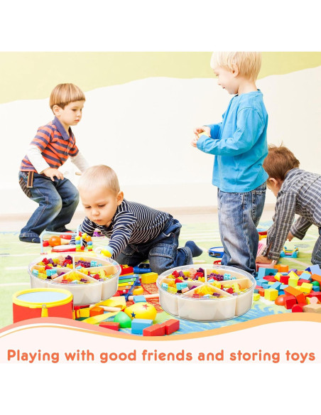 2 Cajas Sensoriales Vertintong con Tapa 28.5 cm Beige y Blanco