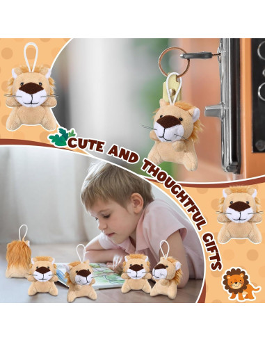 30 Mini Animales de Peluche León Shappy 6 cm para Fiesta