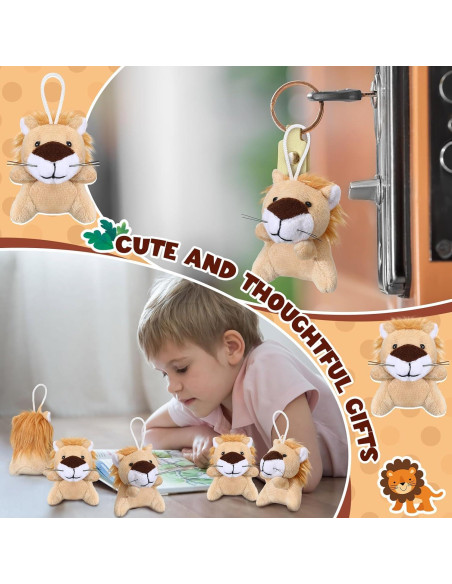 30 Mini Animales de Peluche León Shappy 6 cm para Fiesta