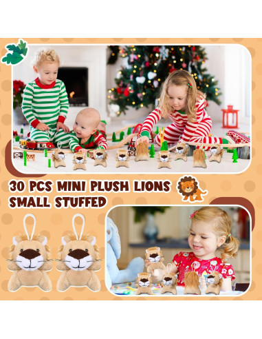 30 Mini Animales de Peluche León Shappy 6 cm para Fiesta