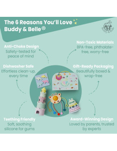 Juego de Juguetes Sensoriales 5-en-1 Buddy & Belle para Bebés 2