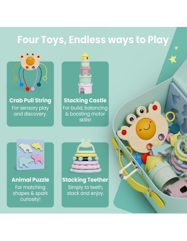 Juego de Juguetes Sensoriales 5-en-1 Buddy & Belle para Bebés