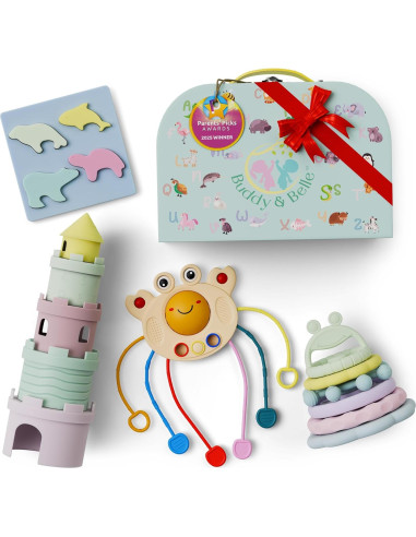 Juego de Juguetes Sensoriales 5-en-1 Buddy & Belle para Bebés