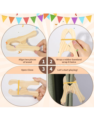 12 Clips de Madera para Juego Montessori y Waldorf - 363g