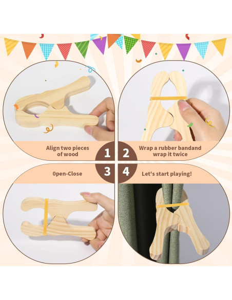 12 Clips de Madera para Juego Montessori y Waldorf - 363g