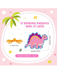 10 Tarjetas de Enhebrado Dinosaurios Pajean 15.24 cm Doble Cara 2